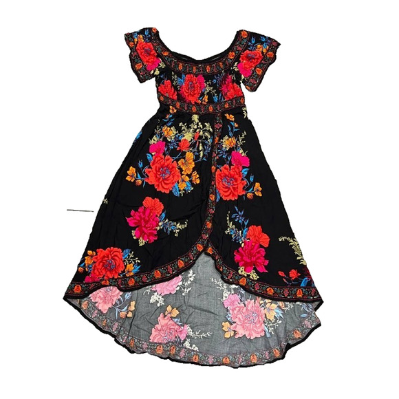 Jealous Tomato Black Floral babydoll preppy Y2K High Low Dress Large A003750 - Picture 3 of 9